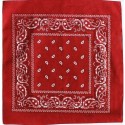 Bandana rouge motifs cachemire blancs et noirs foulard carré 100 % coton