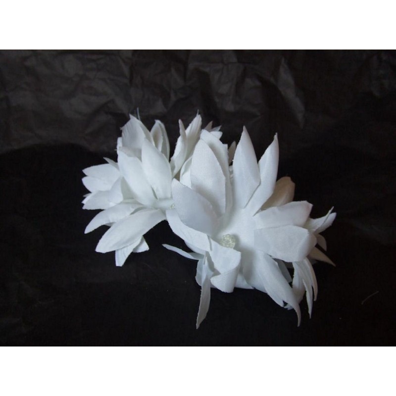 Elastique orné de fleurs blanches pointues et perle - Festi Fiesta