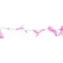 Guirlande couleur rose cyclamen en Plumes véritables et Perles parmes transparentes 2 mètres