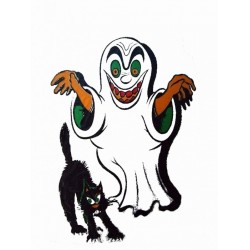 Décoration électrostatique Halloween fantôme et chat noir