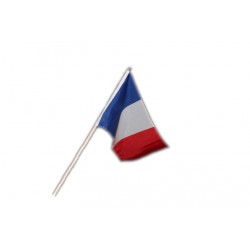 Drapeau France en tissu 23 cm x 15 cm avec hampe en bois tricolore coupe du monde