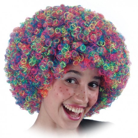 perruque afro multicolore