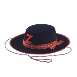 chapeau-zorro-enfant-plastique-floque-galon-rouge-et-z-rouge