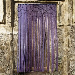 decoration-de-porte-rideau-violet-et-argent-avec-toile-d-araigne