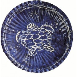 10 petites assiettes de la mer Tortue blanche sur fond bleu Ø 18