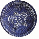 10 petites assiettes de la mer Tortue blanche sur fond bleu Ø 18