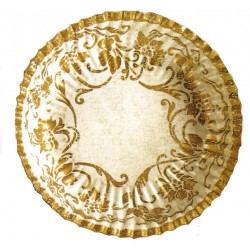 10 assiettes plates écrues décors motifs floraux or Ø 23 cm