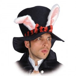 Haut-de-forme en tissu avec oreilles de lapin et petit noeud