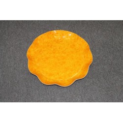2 grands plats ronds festonés orange moucheté Ø 40 cm