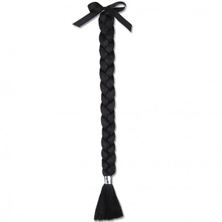 tresse-noire-50-cm-avec-ruban-rouge-ou-noir