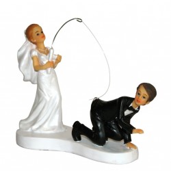 Figurine mariage Couple de mariés à la pêche ... humoristique