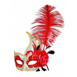 loup-cygne-transparent-or-et-rouge-avec-fleur-et-plumes