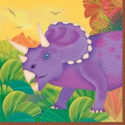 16 petites serviettes "prehistoric party" 25 x 25 cm dinosaures