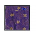 20 grandes serviettes étoiles dorées sur fond violet 33 x 33 cm