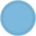 20 assiettes plates en plastique bleu pâle Ø 23 cm