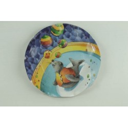10 assiettes plates festonnées motifs cirque Ø 24 cm