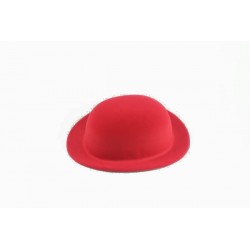 Chapeau melon rouge en plastique floqué