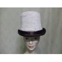 Chapeau cavalier Haut de forme recouvert de peluche blanche