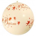1 ballon de baudruche "baptême" blanc écrit en rose 80 cm