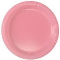 20 assiettes plates en plastique rose Ø 17.8 cm