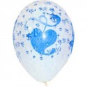 8 ballons de baudruche Bapteme angelo blanc bleu