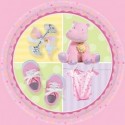 8 assiettes naissance bapteme Ø 17.8 cm hippopotame rose