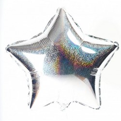 Ballon étoile argent holographique grand modèle anagram Mylar