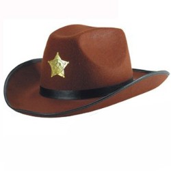 Chapeau cow-boy marron en feutrine avec biais noir