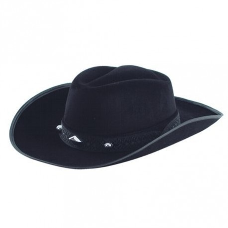 chapeau-cow-boy-noir-plastique-floque-avec-ruban-et-biais-noir