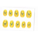 10 faux ongles souples autocollants jaune d'or fleurs papillons