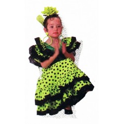 espagnole-sevillane-vert-anis-a-pois-noir-taille-1-2-ans