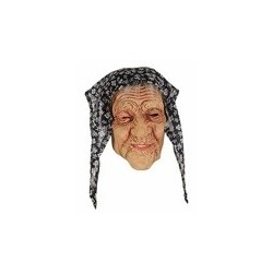 Masque latex de grand mère avec foulard sorcière Halloween