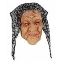 Masque latex de grand mère avec foulard sorcière Halloween
