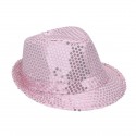 Borsalino en tissu rose pâe avec paillettes pâle taille 58