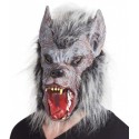 Masque de loup-garou méchant avec poils et cheveux gris