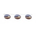 Guirlande 10 fanions ballons de Rugby Papier traité 5 mètres