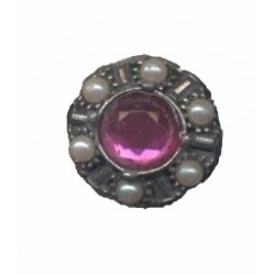 bague-argentee-pierre-fuchsia-et-petites-perles-blanches