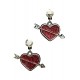 Boucles d'oreille coeur avec paillettes rouges et flèche bijoux Saint Valentin