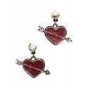 Boucles d'oreille coeur avec paillettes rouges et flèche bijoux Saint Valentin