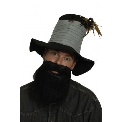 Barbe noire mi-longue avec moustache poil lisse
