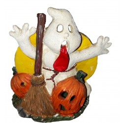 Photophore représentant 1 fantôme tirant la langue en résine Halloween