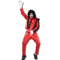 Costume rouge à bandes noires pour être le roi de la pop