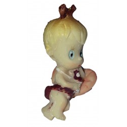 Figurine miniature 1 bébé fille étendu sur un coussin rose