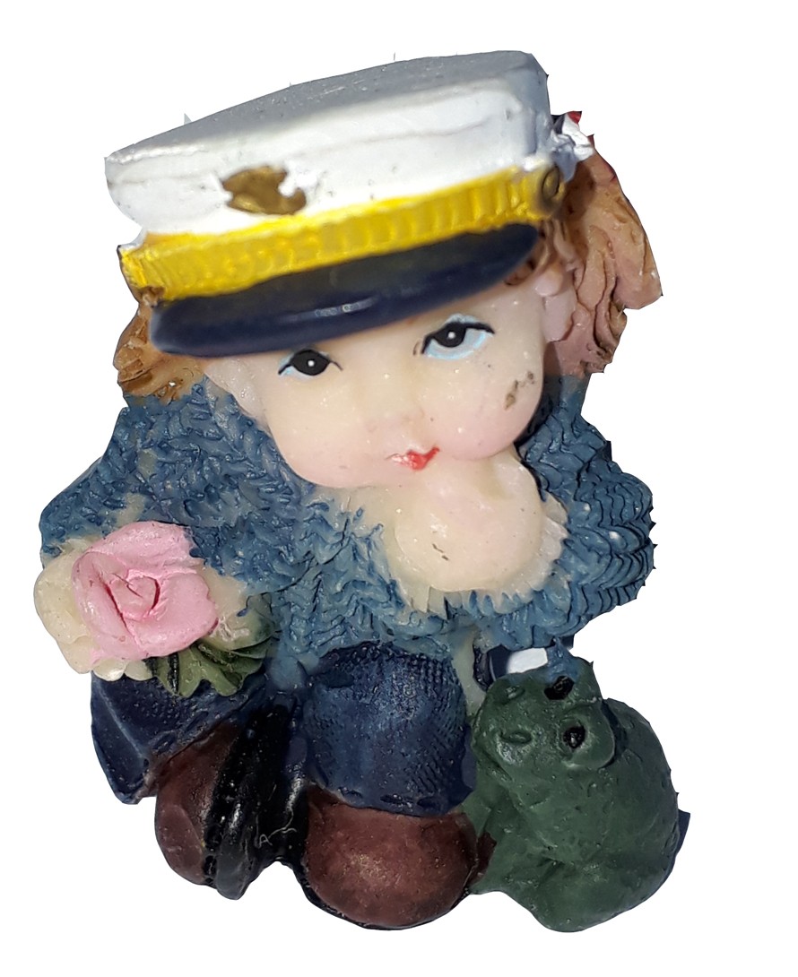 Figurine Miniature 1 Fillette Habillee En Marin Avec Une Grenouille Ou Un Crapaud Festi Fiesta