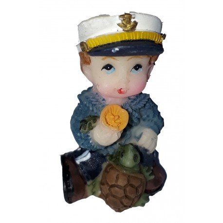 Figurine Miniature 1 Garcon Habille En Marin Jouant Avec Une Tortue Festi Fiesta
