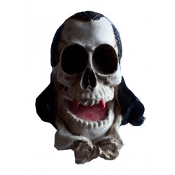 Figurine tête de mort comte Dracula vampire avec noeud papillon