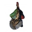 Figurine tête de mort soldat avec kepi et drapeau