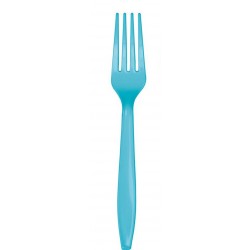 20 petites fourchettes bleues en plastique 15 centimètres