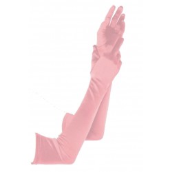 Gants en satin couleur rose poudré très long 48 cm gants de soirée