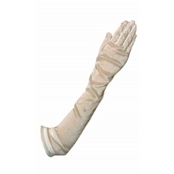 Gants très long 55 cm en voile cristal blanc naturel modèle Molière de chez Crinoligne